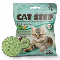 Cat Step tofu green tea - наполнитель соевый для кошачьего туалета с ароматом чая 