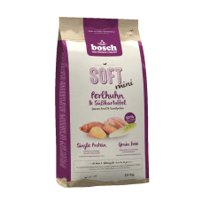 Bosch Soft Mini - корм для собак мелких пород с чувствительным пищеварением (цесарка с бататом)