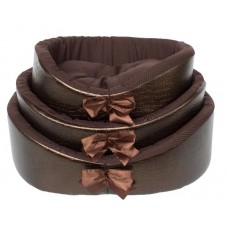 Лежанка для собак овальная, основа из кожезаменителя коричневая, ДиАнКари разные размеры Лежанка для собак овальная, основа из кожезаменителя коричневая, ДиАнКари разные размеры