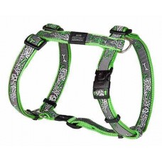 Rogz шлейка для собак нейлон Fancy dress XL расцветка Lime Bone 2,5 см.*60-100 см. (арт. RSJ02BL)