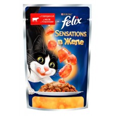 Влажный корм Felix Sensations - кусочки в желе для кошек говядина с томатом, 85 гр. Влажный корм Felix Sensations - кусочки в желе для кошек говядина с томатом, 85 гр.