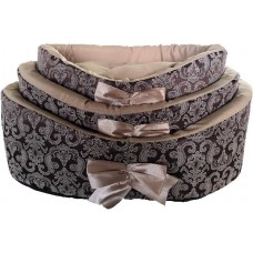 Лежанка для кошек овальная ДиАнКари, коричневые узоры, разные размеры