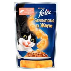 Felix Sensations - паучи для кошек кусочки в желе, лосось и треска, 85 гр. Felix Sensations - паучи для кошек кусочки в желе, лосось и треска, 85 гр.