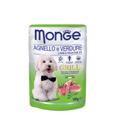 MONGE GRILL POUCH LAMB/VEGET - Влажный корм (пауч) для собак с кусочками ягненка и овощами (100 г)