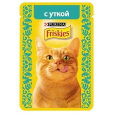 Friskies - паучи для взрослых кошек кусочки в подливе c уткой, 85 гр. Friskies - паучи для взрослых кошек кусочки в подливе c уткой, 85 гр.