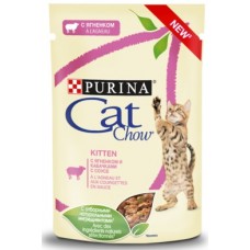 Cat Chow - влажный корм для котят, кусочки в соусе с ягнёнком и кабачком 85 гр. Cat Chow - влажный корм для котят, кусочки в соусе с ягнёнком и кабачком 85 гр.