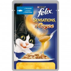 Felix Sensations - корм влажный для кошек с треской в соусе с томатами, 85 гр. Felix Sensations - корм влажный для кошек с треской в соусе с томатами, 85 гр.