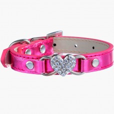 Ошейник ДиАнКари для собачек с бриллиантовым сердцем, натуральная кожа