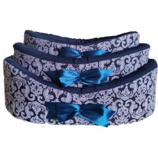 Лежанка для кошек овальная ДиАнКари, синие узоры, разные размеры