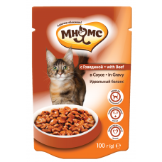Мнямс паучи для взрослых кошек с говядиной в соусе, идеальный баланс, 100 г (арт. DAI702310)