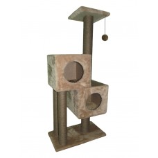 Когтеточка-игровой комплекс Двойной домик из меха и джута (выс. 1,27 м, шир. 55 см, гл. 31 см) Cat House (арт. CH42)