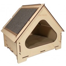 Домик фанерный для кошек Шалле 41*44*38 см. с матрацем Cat House