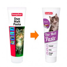 Beaphar Duo Malt-Paste - Паста двойного действия для выведения шерсти из желудка у кошек, 100 г (арт. DAI12958)