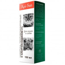 АПИ-САН Шампунь с хлоргексидином 4% 150 мл для кошек и собак АПИ-САН Шампунь с хлоргексидином 4% 150 мл для кошек и собак