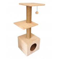 Когтеточка Домик с двумя полками из меха и джута (выс. 1,0 м, шир. 35 см) Cat House (арт. CH31)