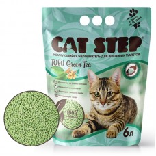 Cat Step tofu green tea - соевый комкующийся наполнитель для кошачьих туалетов с ароматом чая 