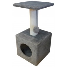 Когтеточка Домик с полкой из меха и хлопка (выс. 65 см, шир. 31 см) Cat House (арт. CH23)