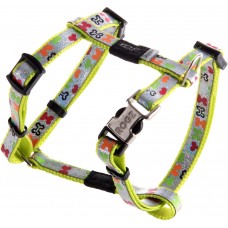 Rogz шлейка для собак полиэстер Trendy М, расцветка Multi Bones 1,6 см.*40-70 см. (арт. RSJ523L)