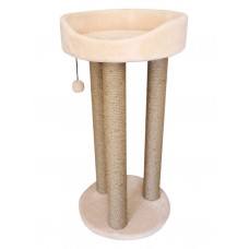 Когтеточка Тренога с лежанкой из меха и джута (выс. 85 см, шир. 42 см) Cat House (арт. CH36)