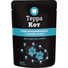 Терра Кот - влажный корм для кошек с лососем в соусе, 85 гр. (арт. TYZ TRK026)