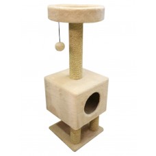 Когтеточка Домик на ножках из меха и сизаля (выс. 1,05 м, шир. 35 см) Cat House (арт. CH27)