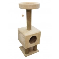 Когтеточка Домик на ножках из меха и джута (выс. 1,05 м, шир. 35 см) Cat House (арт. CH28)