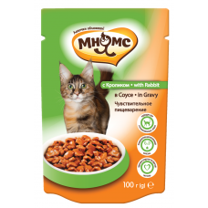 Мнямс паучи для взрослых кошек с кроликом в соусе, чувствительное пищеварение, 100 г (арт. DAI702327)