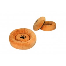 Redplastic Лежак ZooM круглый пухлый MANUL 50*50*16 см с подушкой (рыж.пуш.мех+сатин в/о, синтепух) (арт. RP9851рыж)