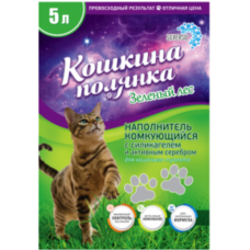 Кошкина полянка Зеленый лес комкующийся бентонитовый наполнитель с силикагелем и активным серебром