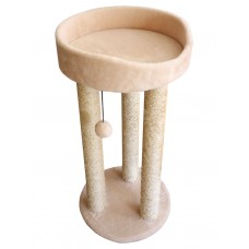 Когтеточка Тренога с лежанкой из меха и сизаля (выс. 85 см, шир. 42 см) Cat House (арт. CH35)