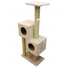 Когтеточка-игровой комплекс Двойной домик из меха и сизаля (выс. 1,27 м, шир. 55 см, гл. 31 см) Cat House (арт. CH41)