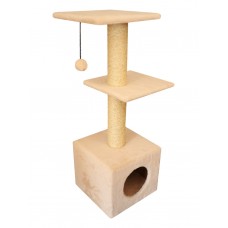 Когтеточка Домик с двумя полками из меха и сизаля (выс. 1,0 м, шир. 35 см) Cat House (арт. CH30)